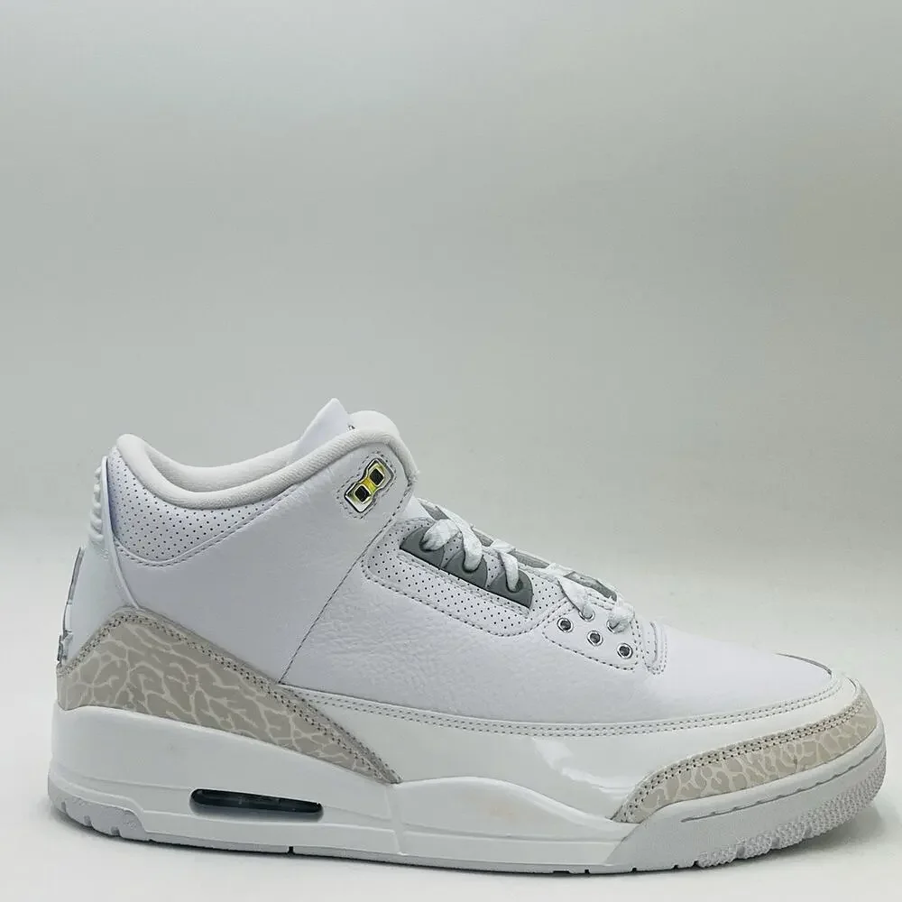 Nike Air Jordan 3 Retro White Silver Sneakers CT8532 111 Men Size 11 NEW